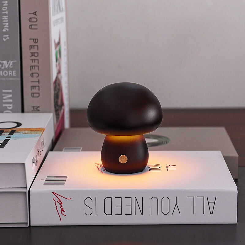 Wood Mushroom Table Lamp