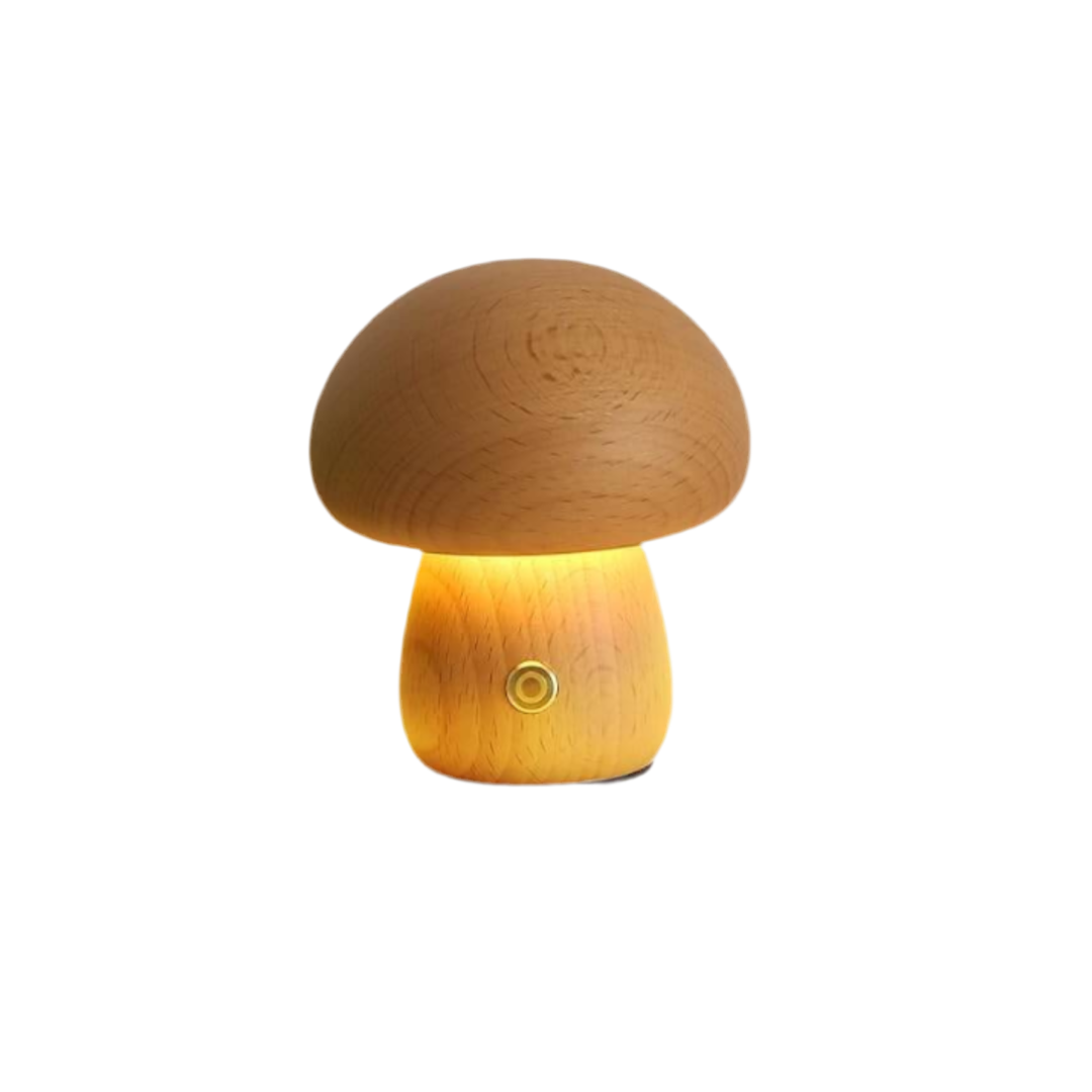 Wood Mushroom Table Lamp