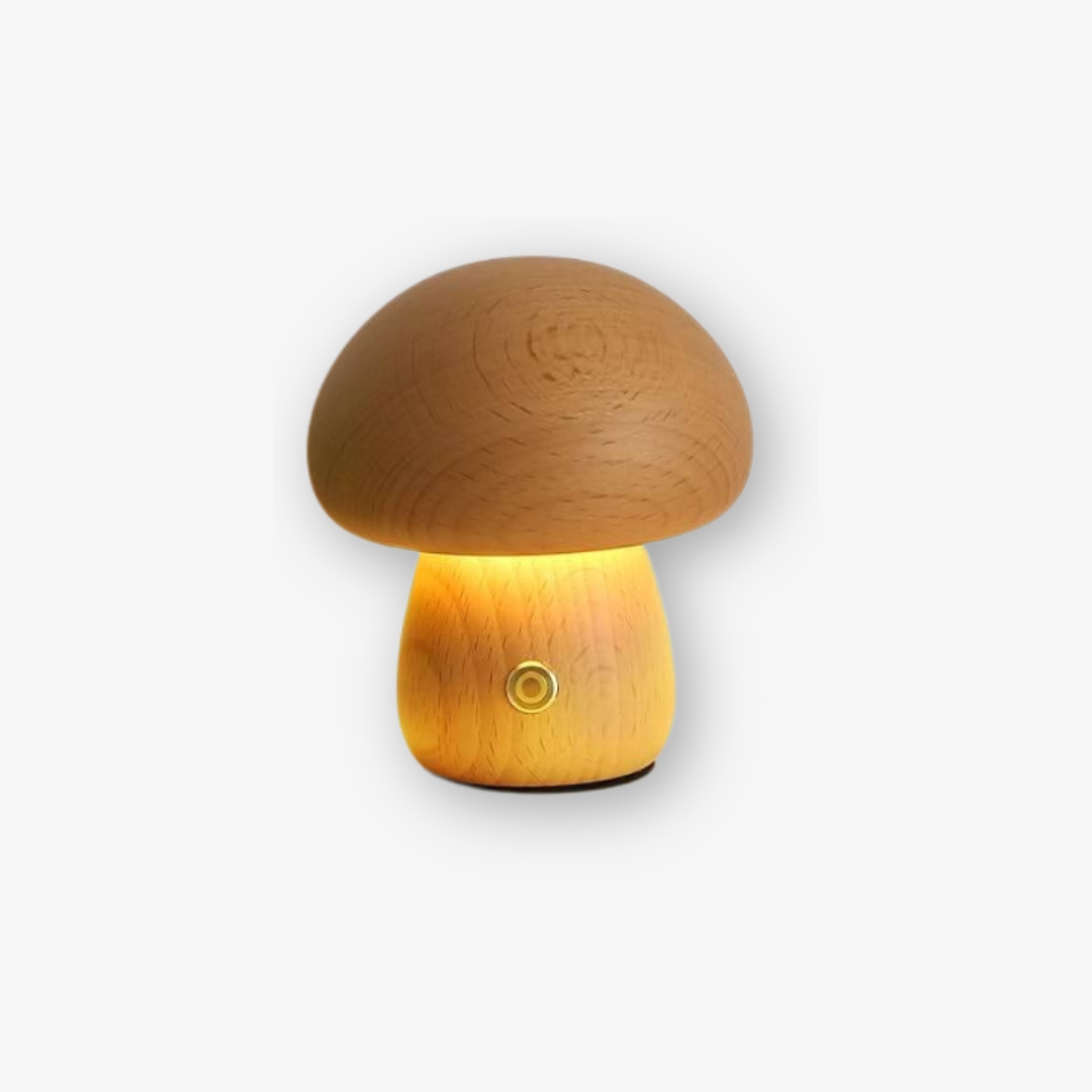 Wood Mushroom Table Lamp