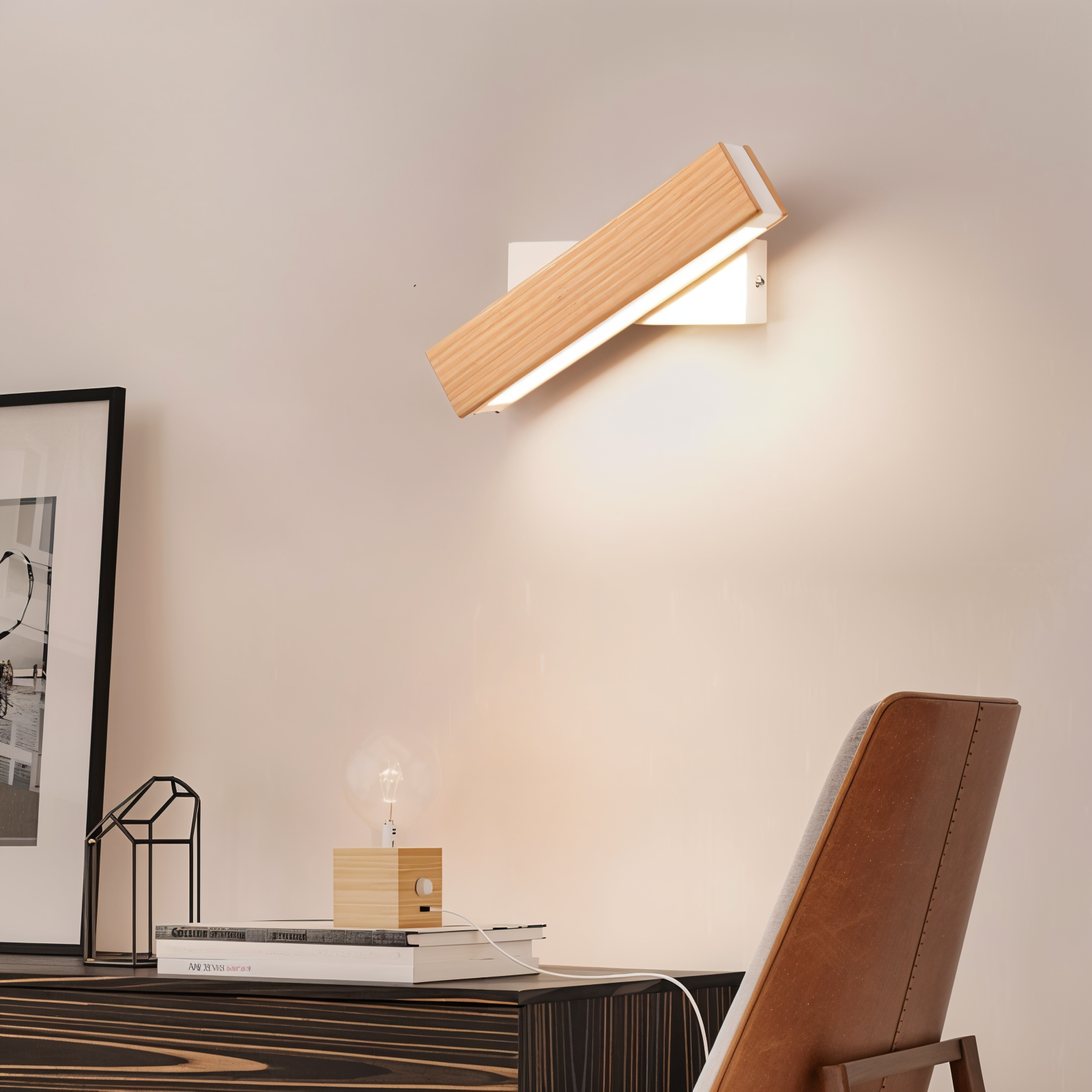 Modern LED Wooden Handle Lamp