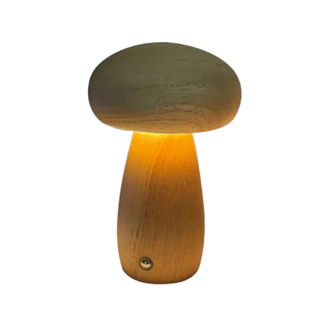 Wood Mushroom Table Lamp