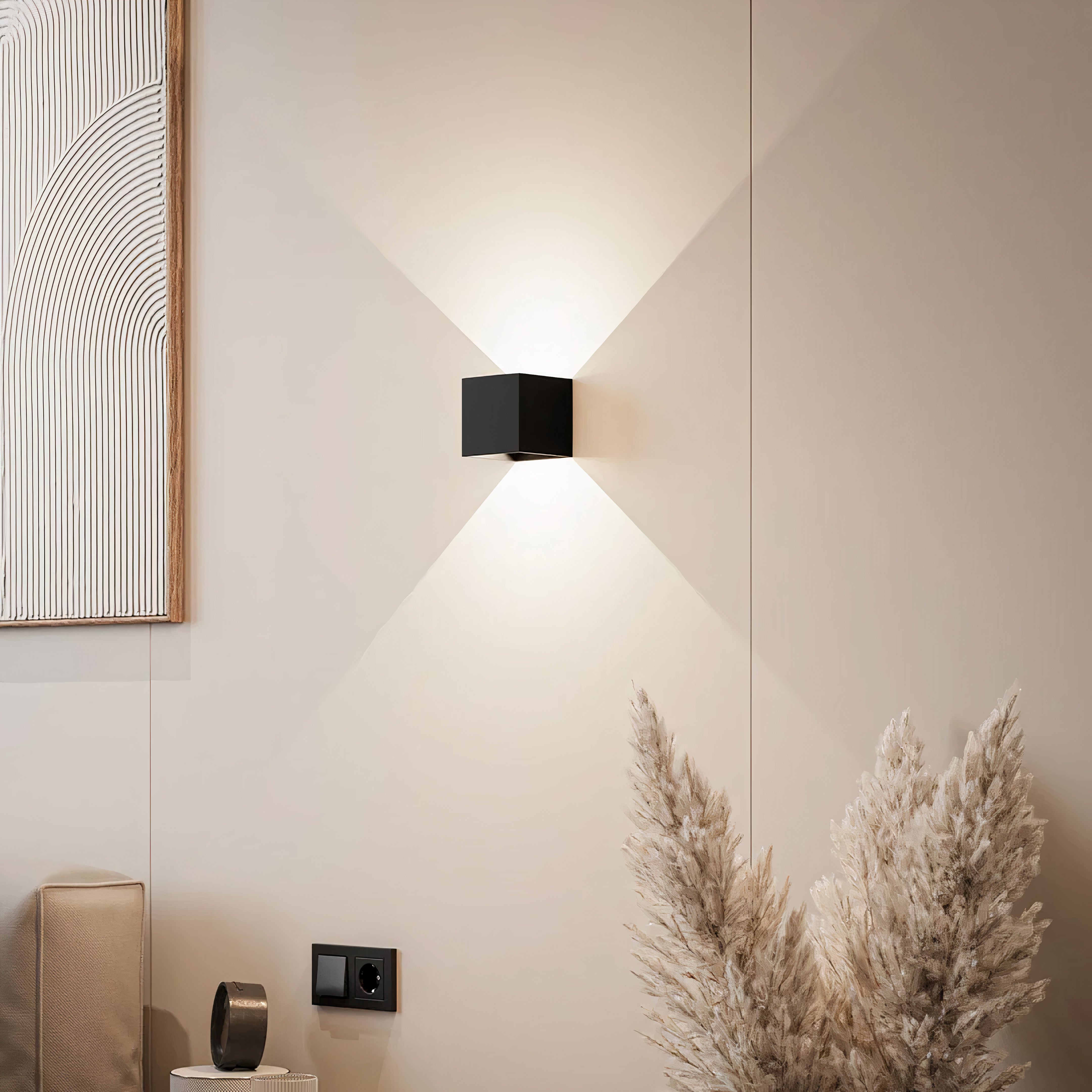 Wireless square wall lamp