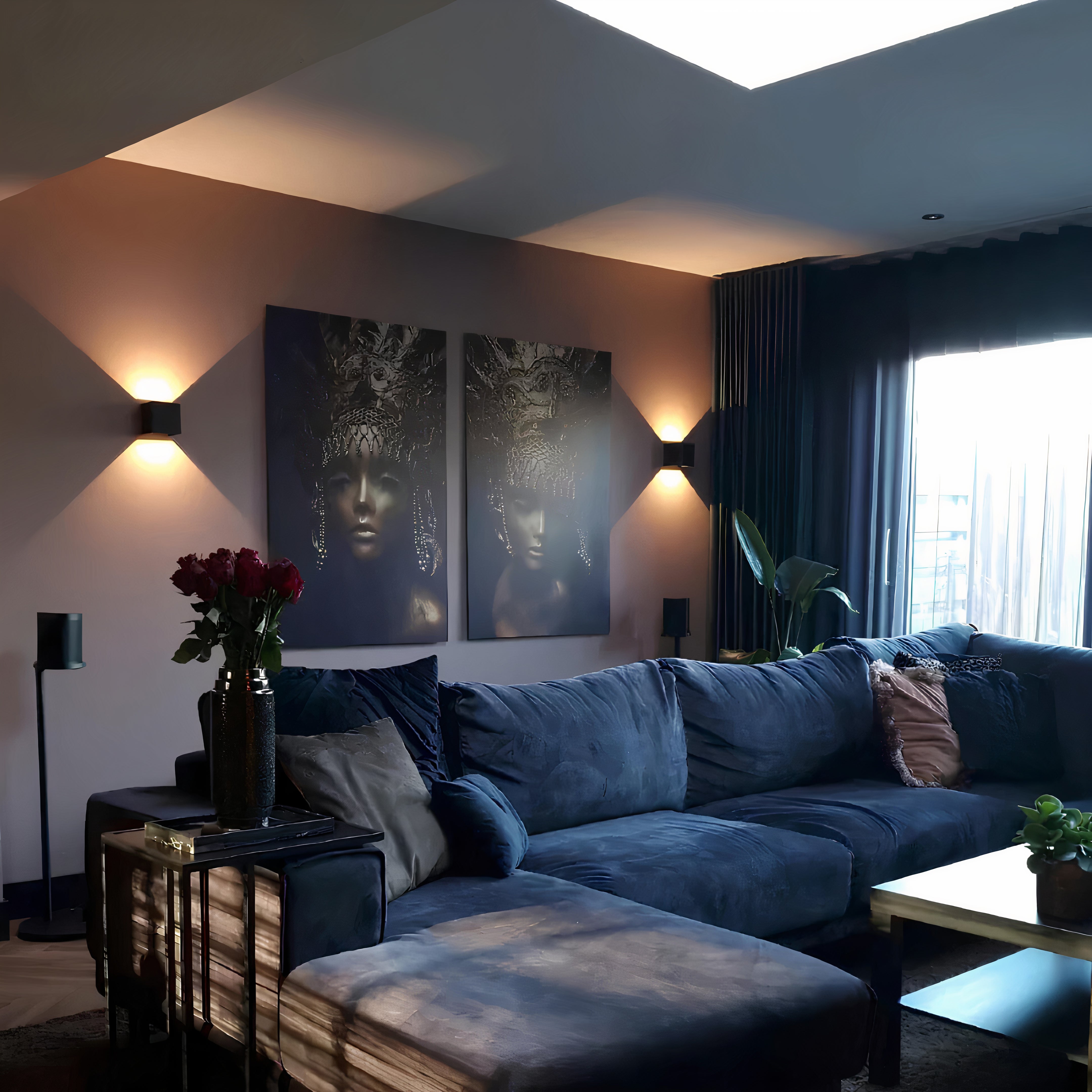 Wireless square wall lamp